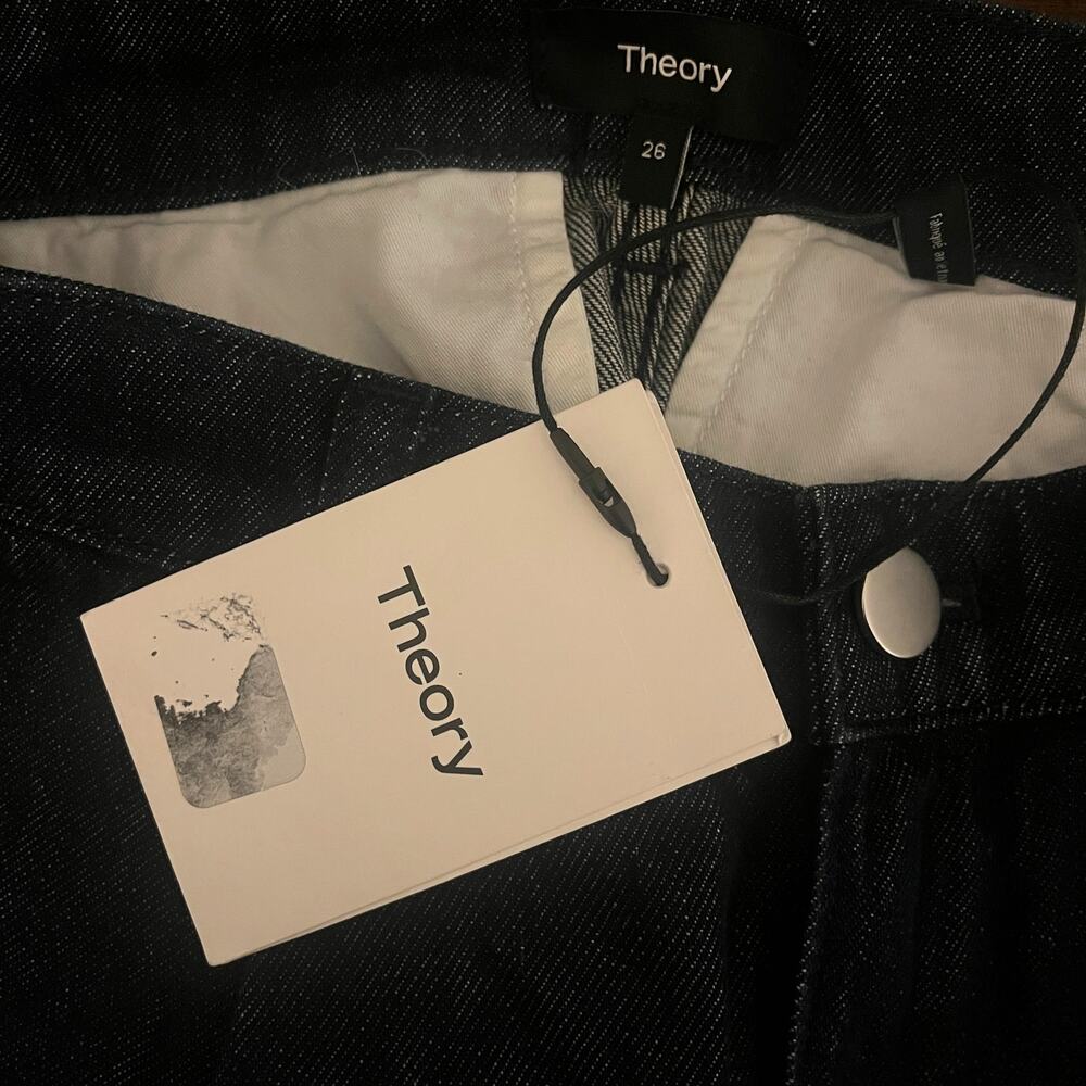 Theory Pleated Wide Leg Denim Pants Jeans Indigo Blue Size 26 - Picture 5 of 8